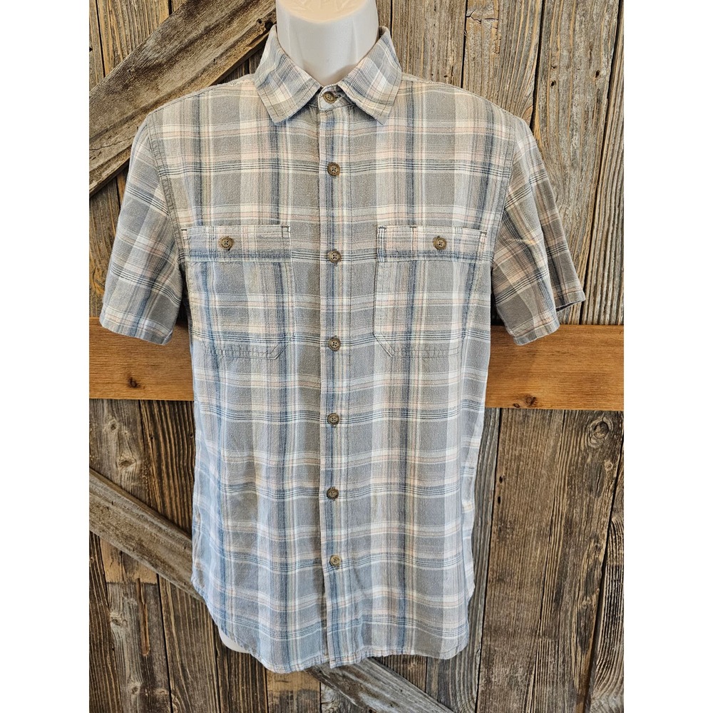 Royal robbins Mens Small hemp organic cotton blend plaid button up ^*